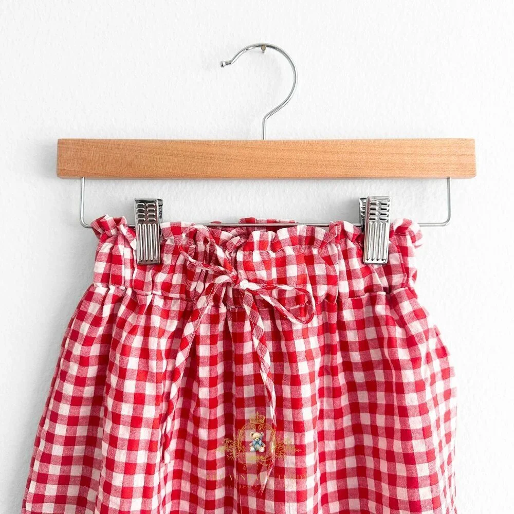 NWT Pretty Little Girls Wide Leg Pants Relaxed Fit Casual Gingham Red & White 2T